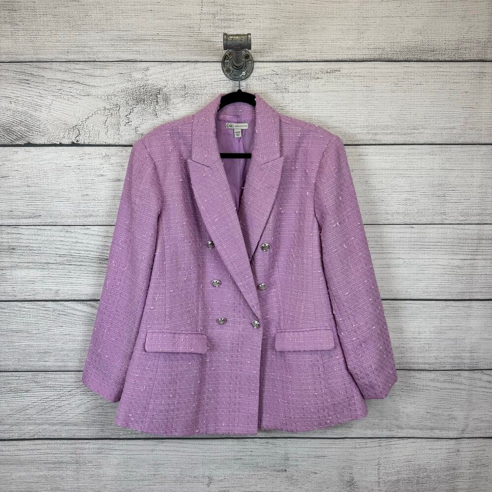 Cato Plus Size Lilac Purple Tweed Breasted Spring Blazer Jacket Size 18/20W